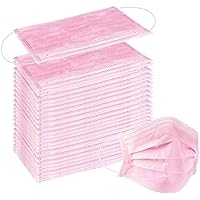 50PCS Cute Pink Disposable Comfortable Earloop Face Masks (10 PCS/Bag Sealed,Pack of 5) Medical Grade ASTM Level 2,High Filtration Ventilation Skin-Friendly 3-Ply Fabric (Non-Woven 65%,Melt-Blown 35%)