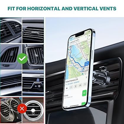 Miracase [Upgraded] Universal Magnetic Phone Holder for Car,[2nd Generation Vent Clip&Strong Magnets] Hands Free Car Phone Mount, Air Vent Cell Phone Holder for All Phones