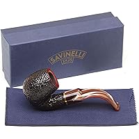 Savinelli Roma Lucite - Rustic Wooden Tobacco Pipe Hand Crafted in Italy, Italian Mediterranean Briar Wood Pipe, Traditional Wood Tobacco Pipe (614)