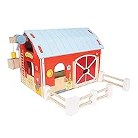 Educational Wooden Toy Colourful Wooden Red Barn | Great Interactive Role Play Gifts for A Boy Or Girl - 3+ Years