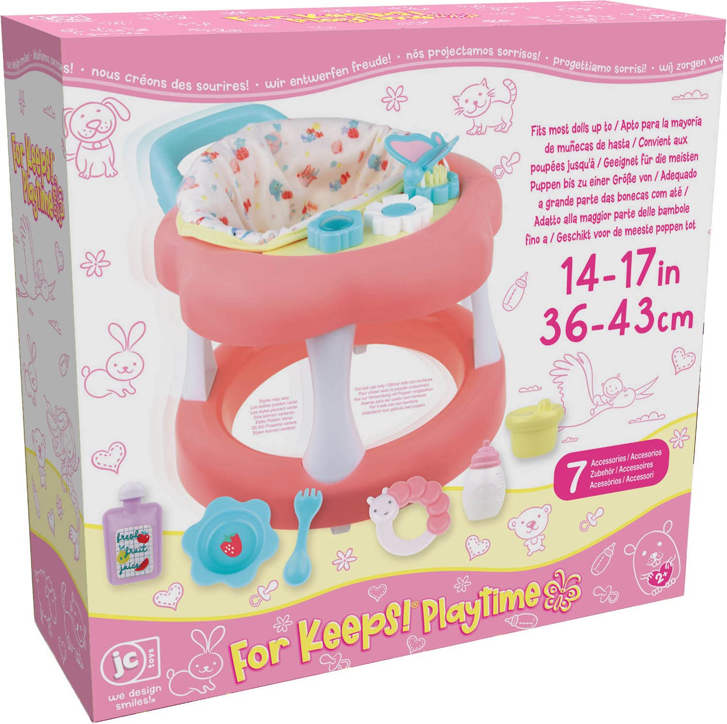 JC Toys Baby Doll Walker Playset, Pink