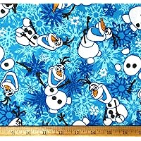 1/2 Yard - Snowflakes & Snowmen Oláf on Blue Flannel Fabric (Great for Quilting, Sewing, Craft Projects, Curtains, Valances, Throw Pillows & More) 1/2 Yard X 44