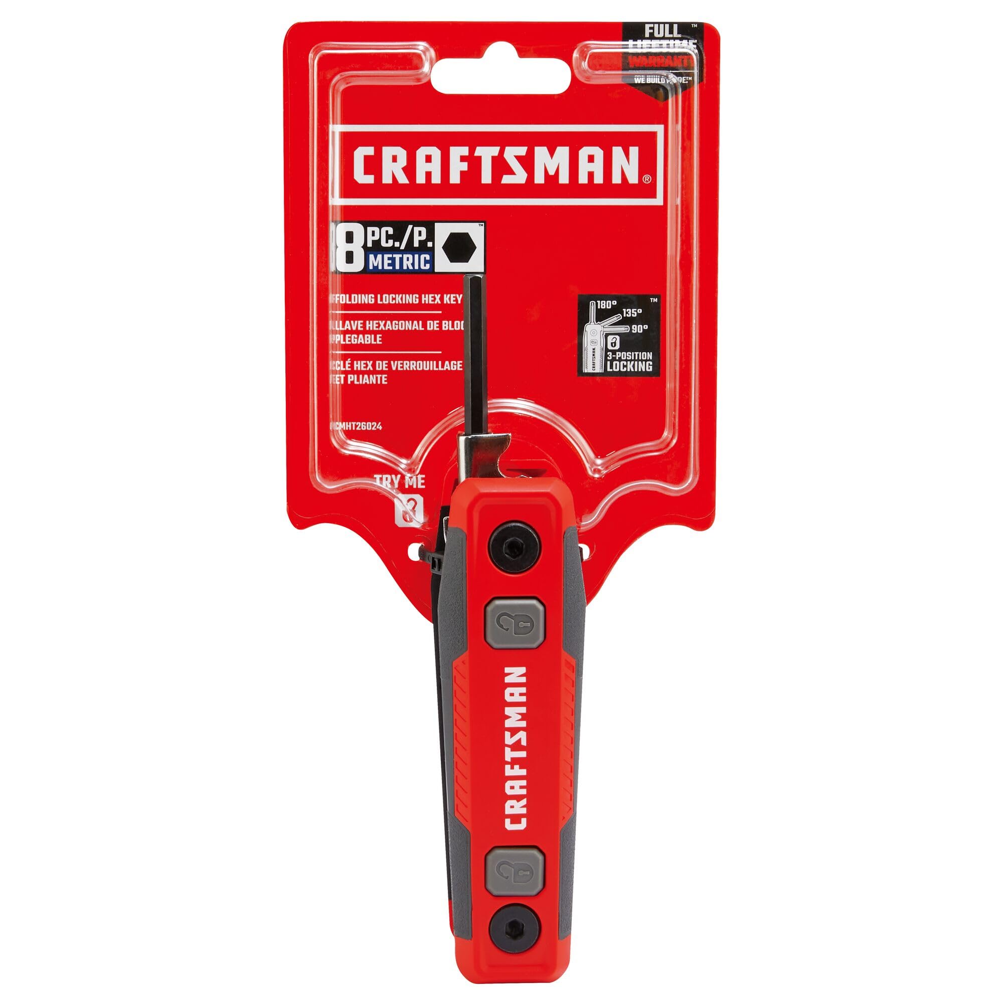 CRAFTSMAN Hex Key Set, MM, Folding Locking 8 Piece (CMHT26024)