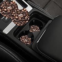 Funny Roasted Coffee Beans Print Car Cup Holder Coasters 2 Pack Insert Drinks Car Coasters Anti Slip Absorbent Cup Holder Pad for Women Men Round Auto Cup Mat for Most Car Interior Accessories