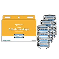5-Blade Razor Refills for Men with Dual Lubrication and Precision Beard Trimmer, 12 Cartridges (Fits Amazon Basics Razor Handles only)