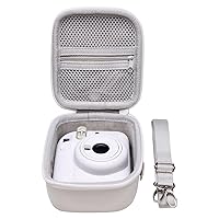 LTGEM Hard Case for Fujifilm Instax Mini 12 / Mini 11 / Mini 10 / Mini 9 / Mini 8 / Mini 7 Instant Camera - Storage Protective Carrying Bag with Shoulder Strap （Clay White）