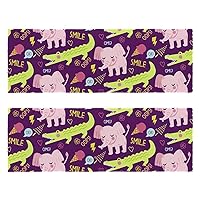2 Pieces Microfiber Fitness Exercise Gym Towels Workout Sport Towel Soft Lightweight Fitness Camping Running Swiming Sport Sweat Towel Elephant Crocodile