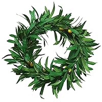 Olive Wreaths for Front Door 15.75 Inch Artificial Olive Branch Wreath with Olive Fruit Hanging Realistic Green Olive Leaf Wreath for Wedding Wall Home Decoration