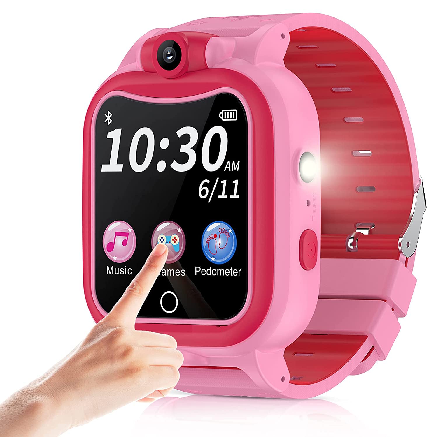 Kids Smart Watch Girls 3-10 Years,Touchscreen Toddler Digital Sport SmartWatch with Music Pedometer Games for Age 4 5 6 7 8 9 10 Years Children Birthday Gifts - Pink