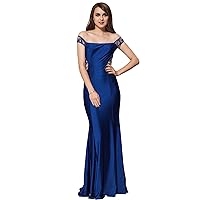 Women's Embroidery Off Shoulder Hollow Back Gorgeous Evening Gown Long Dress