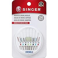 SINGER Crewel Needles in Dial Compact, Assorted Sized Sewing Needles, Sizes 9, 10, 11, 12, Set of 24