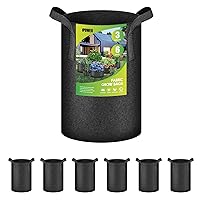 iPower Plant Grow Bag 3 Gallon 6-Pack Heavy Duty Fabric Pots, 300g Thick Nonwoven Fabric Containers Aeration with Nylon Handles, for Planting Vegetables, Fruits, Flowers, Black 2024 Version