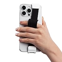 WiLLBee CLIPON POP Finger Pad for Cell Phone Tablet Length Adjustable Strap Hand Grip Finger Holder - White Black