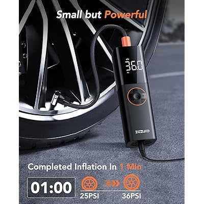 ZGZUXO Tire Inflator Portable Air Compressor, DC 12V Small Air Pump for Car  Tires, 150PSI Electric Tire Pump with Digital Pressure Gauge, LED Light