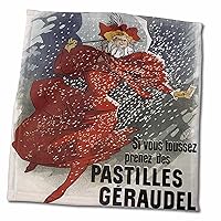 3dRose Vintage Pastilles Geraudel French Cough Medicine Advertising Poster - Towels (twl-130007-3)
