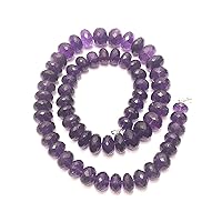 22 inch Long rondelle Shape Faceted Cut Natural Amethyst 12 mm Beads Necklace with 925 Sterling Silver Clasp for Women, Girls Unisex