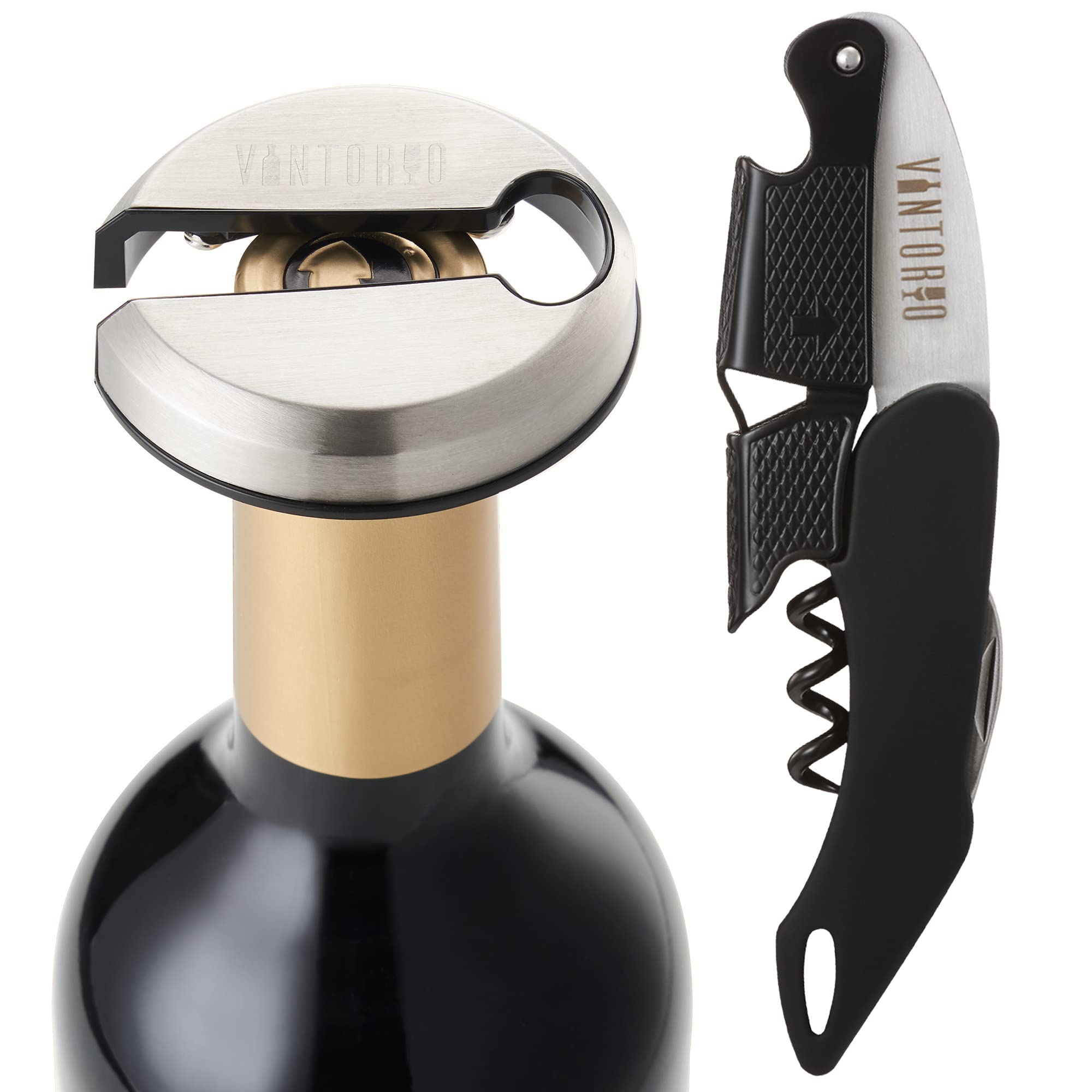 Server's Wine Key and Metal Wine Foil Cutter Bundle by Vintorio