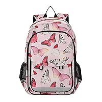 ALAZA Tropical Butterfly Prink Laptop Backpack Purse for Women Men Travel Bag Casual Daypack with Compartment & Multiple Pockets