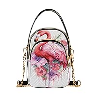 ALAZA Quilted Crossbody Bags for Women,Pink Flamingo Flowers Women's Crossbody Handbags Small Travel Purses Phone Bag