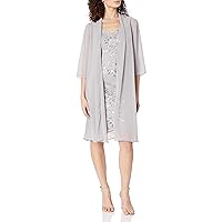 Alex Evenings Women's Short Embroidered Dress with Illusion Jacket