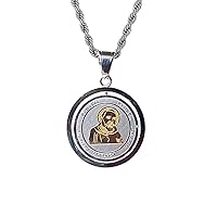 Men Women Gold Finish holy Blessed Saint St Padre Pio Pietrelcina pendant necklace Stainless Steel Jewelry Catholic Mary, Padre Pio Pray for us Religious Jewelry Necklace Set