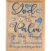 Baptism Gift Blessing PERSONALIZED Christening Gifts - For Boys Baby Girls Babies MADE in USA (God Has you In The Palm of His Hand)