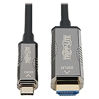 Tripp Lite USB-C to HDMI Fiber Active Optical Cable, 4K Video @ 60HZ (4:2:2), UHD, HDR, CL3 Rated, Black, 2.2 HDCP, 164 Feet / 50 Meters, 3-Year Warranty (U444F3-50M-H4K6)