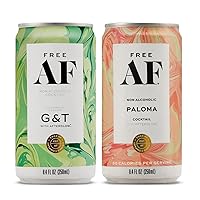 Free AF G&T & Paloma Bundle Non-Alcoholic Ready to Drink Cocktail Mocktail, No Artificial Colors or Sweeteners, Gluten Free, Low in Calories and Sugar, 8.4 fl oz cans (24 pack)
