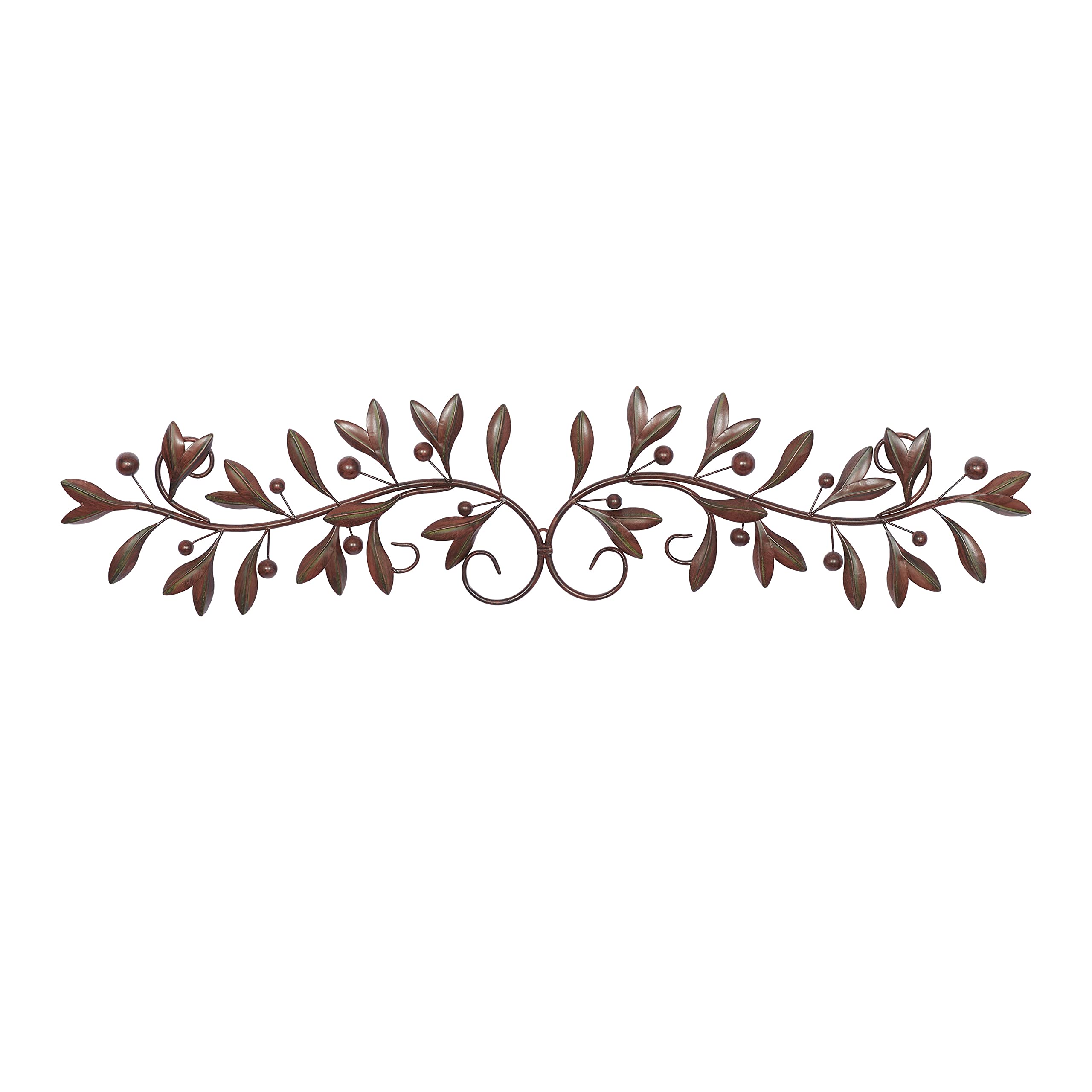 Deco 79 Traditional Metal Leaves Wall Decor, 48" x 1" x 9", Brown