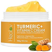 Turmeric Cream for Skin Brightening - All Natural Face & Body Turmeric Skin Lotion - Turmeric Cleanses Skin, Fights Acne, Evens Tone, Marks, Sun Damage, & Age Spots - Pure Turmeric Cream (Large)