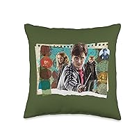 Harry, Hermoine, and Ron Photo Collage Throw Pillow, 16x16, Multicolor