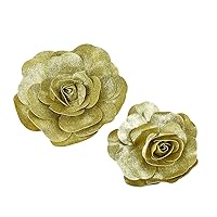 Homeford Metallic Glitter Rose Foam Wall Flowers, Assorted Sizes, 2-Piece (Gold)