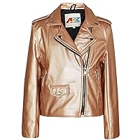 PU Leather Jacket Waterproof Gold Coat For Girls Age 5-13 Years