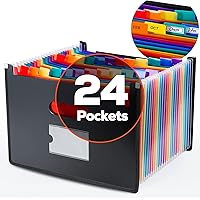 Ultra-Large Accordion File Organizer with Tabs & Stickers, Legal Size/Letter/A4 Paper 24 Pockets Expanding File Folder, Expandable Important Document Organizer Bill Receipt Paper Storage
