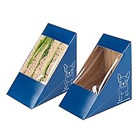 Restaurantware Cafe Vision 4.8 x 3.2 Inch Sandwich Paper Boxes 200 Large Sandwich Wedge Boxes - With Window Disposable Frenchie Paper Triangle Sandwich Containers Grease-Impervious Lining