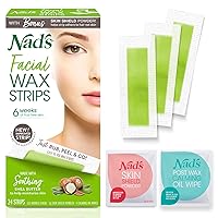 Facial Wax Strips - Facial Hair Removal for Women - Waxing Kit With 48 Face Wax Strips + 8 Calming Oil Wipes + Skin Protection Powder