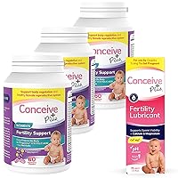 CONCEIVE PLUS Women's 3 Month Supply | Prenatal Vitamins + Fertility-Friendly Lube Conception Fertility Support Supplement (3 x 60 Capsules + 2.5 Ounce Fertility Lubricant)