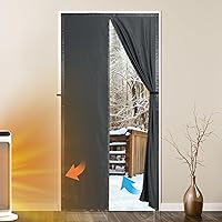Magnetic Thermal Insulated Door Curtains,Thicker Layered Fabric Folding Door for doorways,Temporary Attic Door Insulation Cover,Dark Grey Fabric Door Cover,Door Draft Stopper for Summer Winter