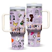 Insulated Stainless Steel 40 Oz Tumbler with Handle And Straw,Large Capacity Coffee Mug for Hot/Iced Coffee Tea Gift for Music Lovers