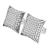 Dazzlingrock Collection 0.30 Carat (ctw) Round Diamond Micro Pave Setting Kite Shape Stud Earrings 1/3 CT, Sterling Silver