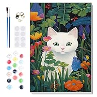 VINDIJA Cat Paint by Numbers Kit for Adults Kids, Adults' Paint by Number Kits on Canvas Framed, Color by Numbers for Adults, Arts Crafts Kits for Girls Ages 8-12 Adults, 8x12in