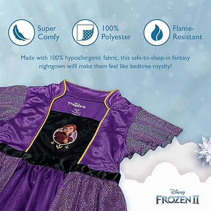 Disney Girls' Frozen 2 Fantasy Gown Nightgown, FANTASY ANNA 2, 8
