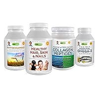 ANDREW LESSMAN Beauty Bundle – 60 Count Each of Healthy Hair, Skin & Nails, Phytoceramides, Essential Omega-3, Plus Free Range Collagen Peptides. Promotes The Appearance of Hair, Skin, Nails & Eyes.