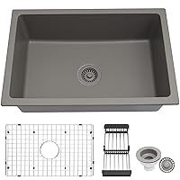 Granite Gray Kitchen Sink, 28 * 18 Inch Undermount Kitchen Sinks, Single Bowl Kitchen Sink Grey