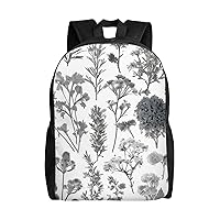 Flowering Herbs And Herbaceous Plants Print Backpack Laptop Backpack Waterproof Weekender Bag Travel Bag For Work Travel Hiking Camping