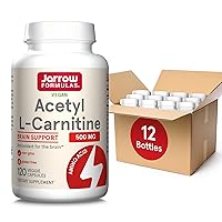 Jarrow Formulas Acetyl L-Carnitine 500 mg - Antioxidant Protection for The Brain - Supports Energy Production & Metabolism - Heart & Cardiovascular Health - 120 Veggie Capsules (Pack of 12)