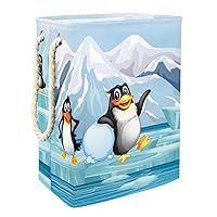 Laundry Hamper Cute Three Antarctic Penguins On Ice Collapsible Laundry Baskets Firm Washing Bin Clothes Storage Organization for Bathroom Bedroom Dorm