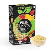 Ketolab Keto Filini Pasta Rice, 14.1 OZ x Pack of 2, 3.8g Net Carb & 11g High Protein/Serving, Identical to Regular Rice, Ultra Low Carb, Low Glycemic Index(GI), For Keto Diet & Weight Loss Off-white