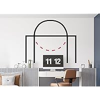 Basketball Half Court Lines Diagram Wall Decal - Basketball Theme Wall Mural - Wall Decal for Home Nursery Decoration (Wide 40 inx37 in Height), Black, Red