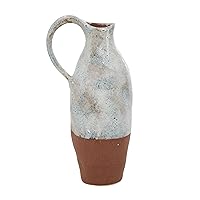 The Novogratz Ceramic Handmade Vase with Terracotta Accents, Stoneware, 5